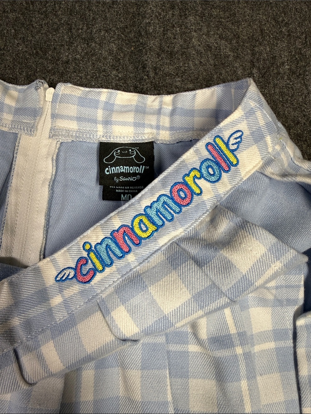 Cinnamonroll Light Blue Plaid Pleated Skirt - Picture 3 of 8